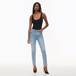 Aritzia Denim Forum Womens The Yoko High Rise Slim Jeans Light Blue 28